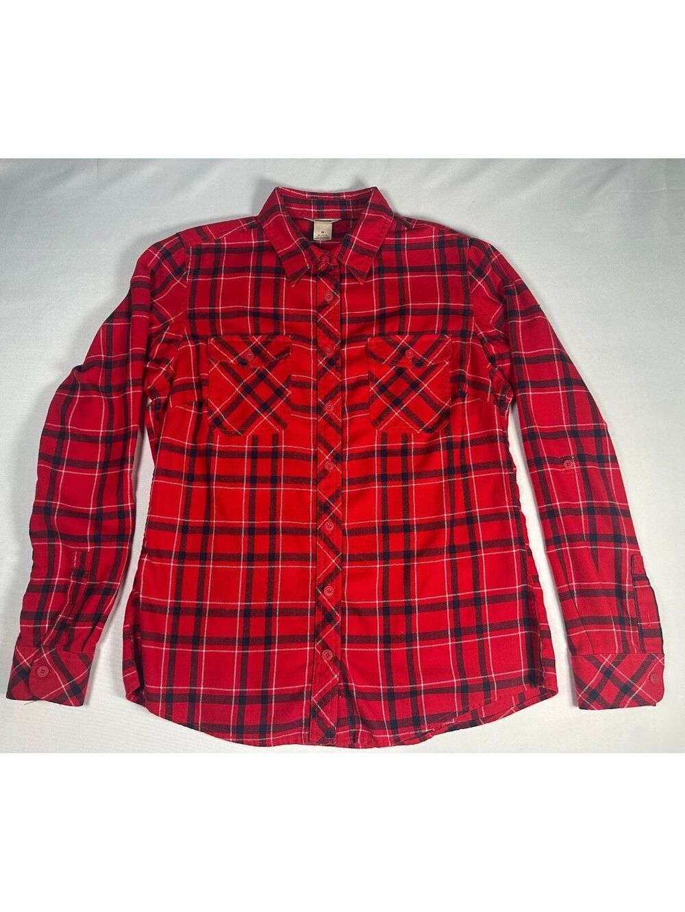 Duluth Trading Red Plaid Flannel Shirt Womens Medium